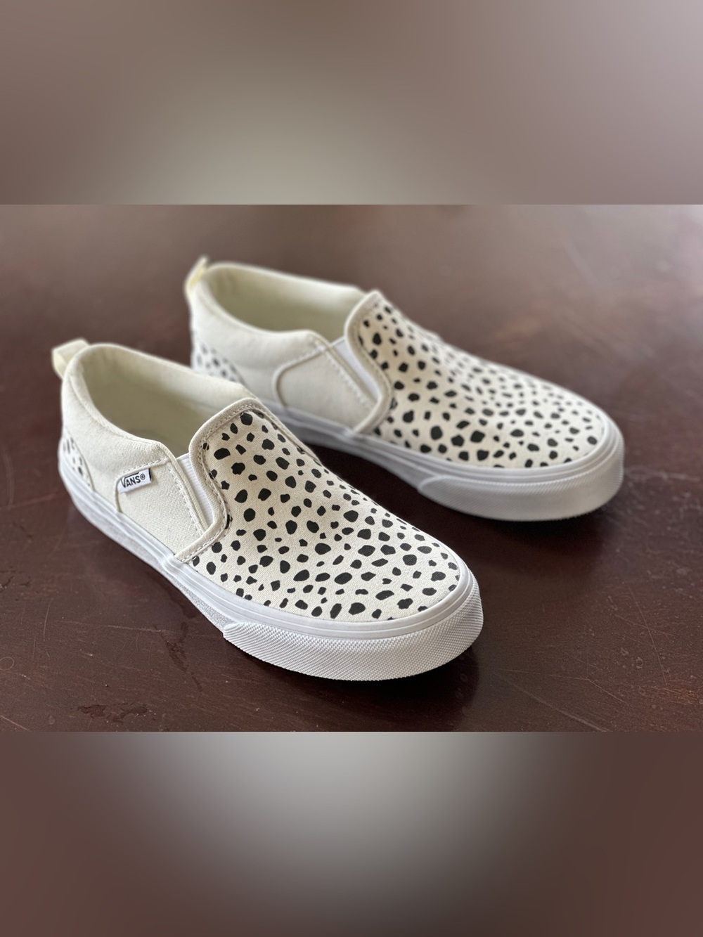 Vans Kids Slip-On Sneakers White with Black Dalmatian Spots